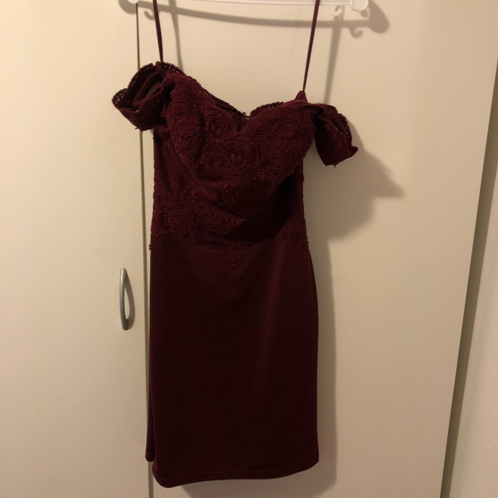 Burgundy tight short homecoming dress